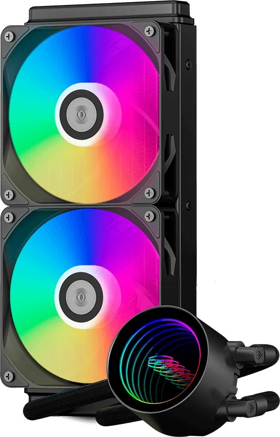 СВО PCCOOLER DA240 V2 (da240 v2 argb bk), 4-pin, ARGB, 120мм, черный, retail
