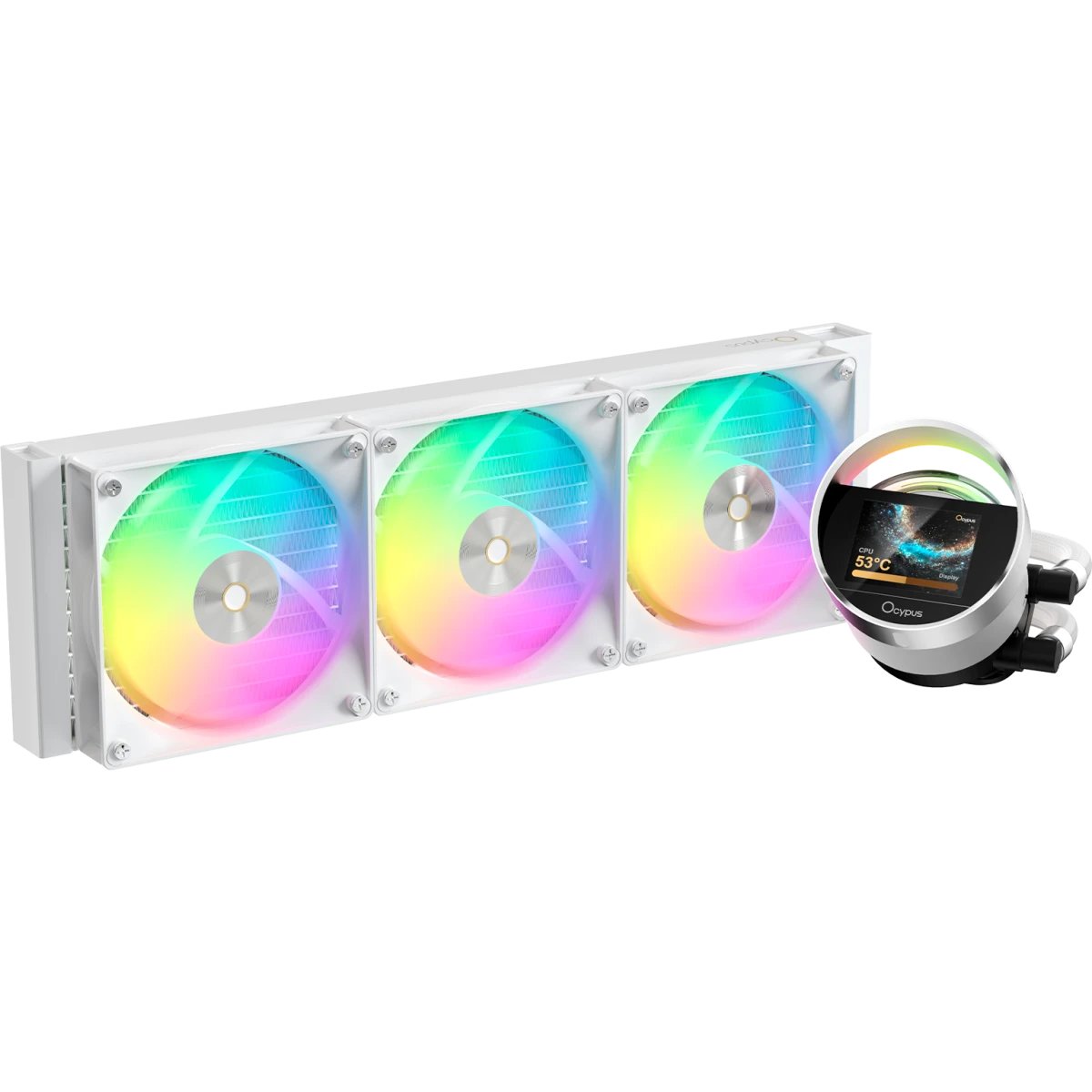 СВО Ocypus Sigma L36 WH ARGB, 360mm, LCD Pump 2.4", 3x120mm ARGB fans, LGA115X/1200/1700/18XX, AM4/AM5