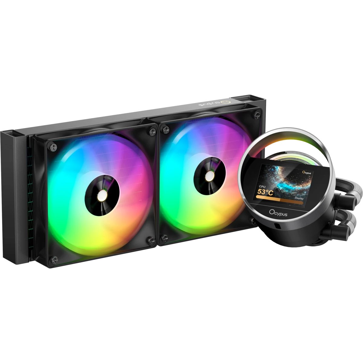 СВО Ocypus Sigma L24 BK ARGB, 240mm, LCD Pump 2.4", 2x120mm ARGB fans, LGA115X/1200/1700/18XX, AM4/AM5
