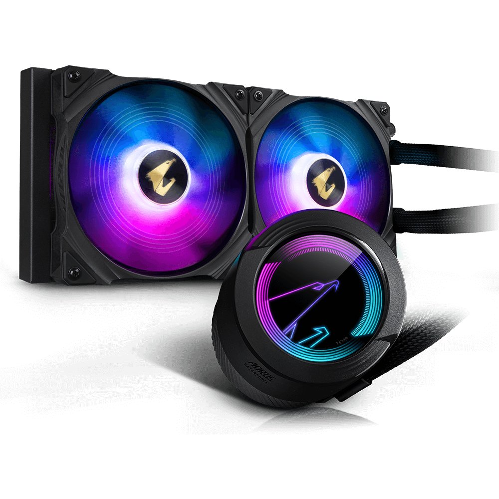 Жидкостная система охлаждения Gigabyte Aorus Waterforce 280 (GP-AORUS WATERFORCE 280), 2 x 140mm ARGB Fan, RTL (6) (552367)