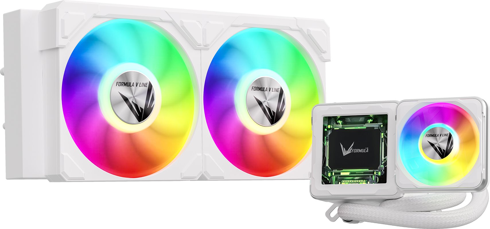 СВО Formula V Line Cryo Wing Digi 240 WH, 240mm, LCD 2.73", 2x120mm, ARGB fans, LGA115X/1200/1700/1851/1366/2011/2066, AM3/AM4