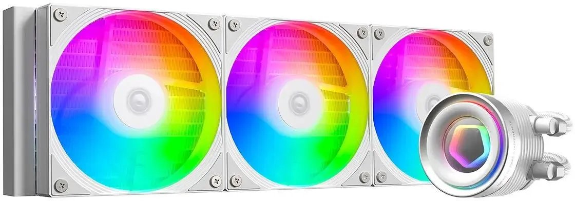 СВО ID-COOLING FX360 Inf White LGA1700/1200/115X/AM4/AM5 (TDP 350W, ARGB Fan and Pump, PWM, Triple Fan 120mm, белый)