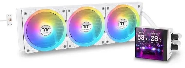 СВО Thermaltake MAGFloe 420 Ultra Snow (cl-w452-pl14sw-a), LCD, 4-pin, ARGB, 140мм, белый, retail