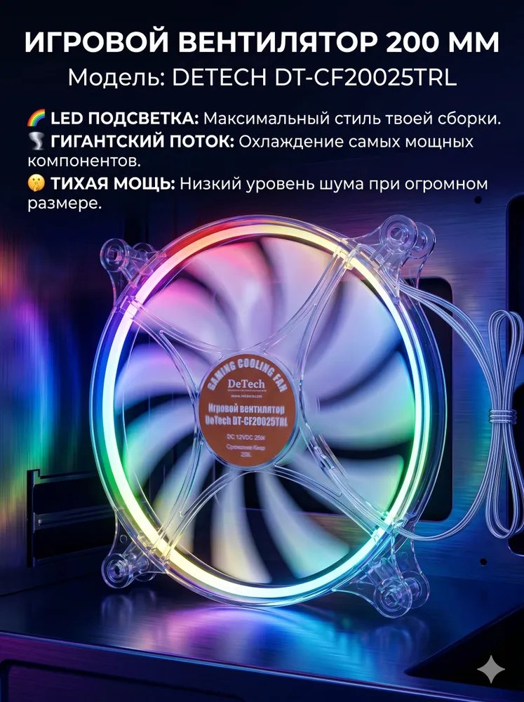Игровой вентилятор DeTech DT-CF20025TRL