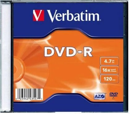 Диск DVD-R Verbatim (43547) 4.7Gb 16x Slim case (20шт)