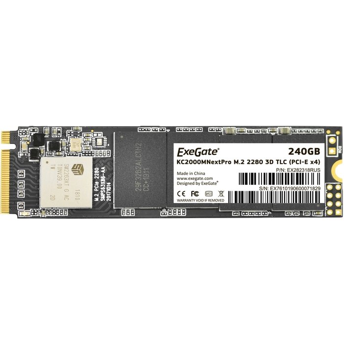 SSD ExeGate NextPro KC2000TP240 EX282318RUS 240GB M.2 2280 (PCIe Gen3x4, NVMe, 22x80mm, 3D TLC)