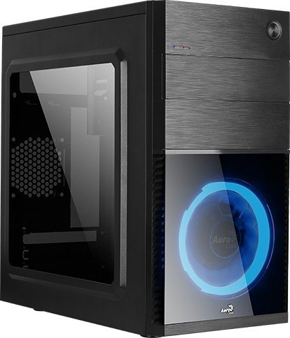 Корпус Aerocool Cs-105 Blue (2xUSB, 2xAudio, 0.5 мм, 120 мм FAN синяя подсветка, mATX, без БП)