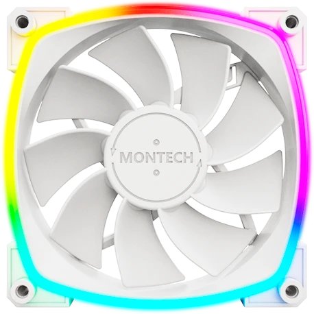Вентилятор Montech RX120 PWM, Reverse White (RX120W) / 120mm, 4pin PWM, 3pin ARGB, 800-1600RPM, 59.0CFM, 27.0dBA, Rifle bearing