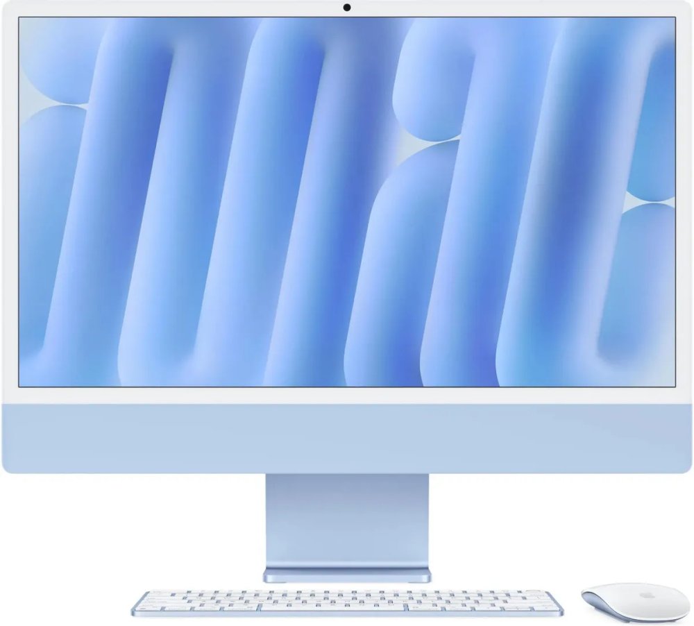 Моноблок Apple iMac MWV13ZP/A 24" 4.5K M4 10 core (4) 16Gb SSD256Gb 10 core GPU macOS WiFi BT 143W клавиатура мышь Cam синий 4480x2520