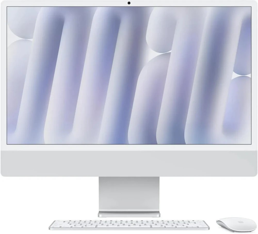 Моноблок Apple iMac MWUU3ZP/A 24" 4.5K M4 10 core (4) 16Gb SSD256Gb 10 core GPU macOS WiFi BT 143W клавиатура мышь Cam серебристый 4480x2520