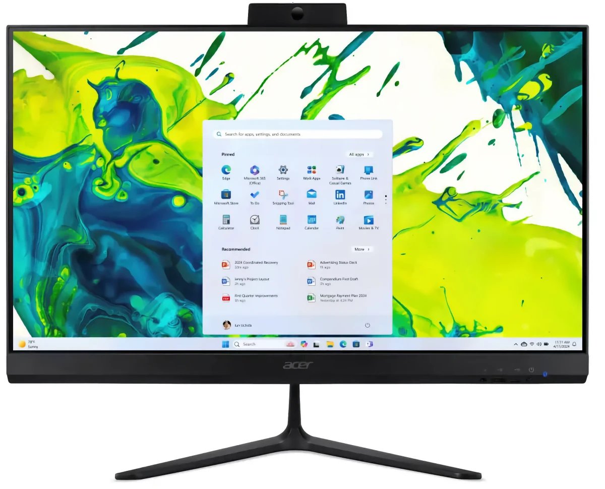 Моноблок Acer Aspire C27B-GKRK (DQ.BQQCD.002-Eshell) Full HD Ryzen 7 350 (2) 16Gb SSD512Gb RGr Eshell GbitEth WiFi BT 90W клавиатура мышь Cam черный