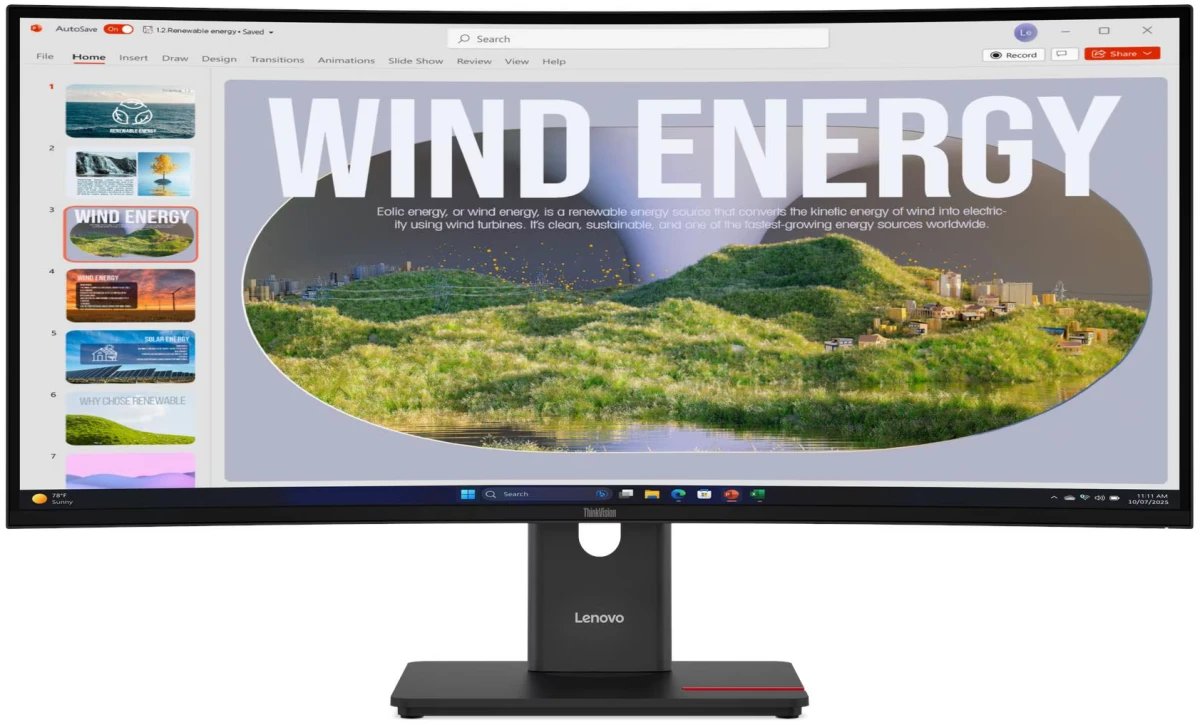 Монитор Lenovo ThinkVision T34wd-40 (64AEGAT1UK) 3440x1440, VA, 120Гц, 1хHDMI, изогнутый, черный