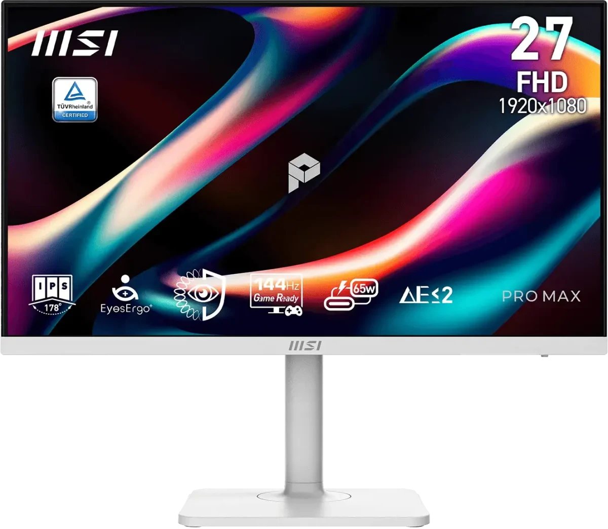 Монитор MSI Pro MAX 271PHW E14 (9S6-3PF54H-022) белый IPS LED 1ms 16:9 HDMI M/M матовая HAS Piv 1500:1 300cd 178гр/178гр 1920x1080 144Hz DP FHD USB
