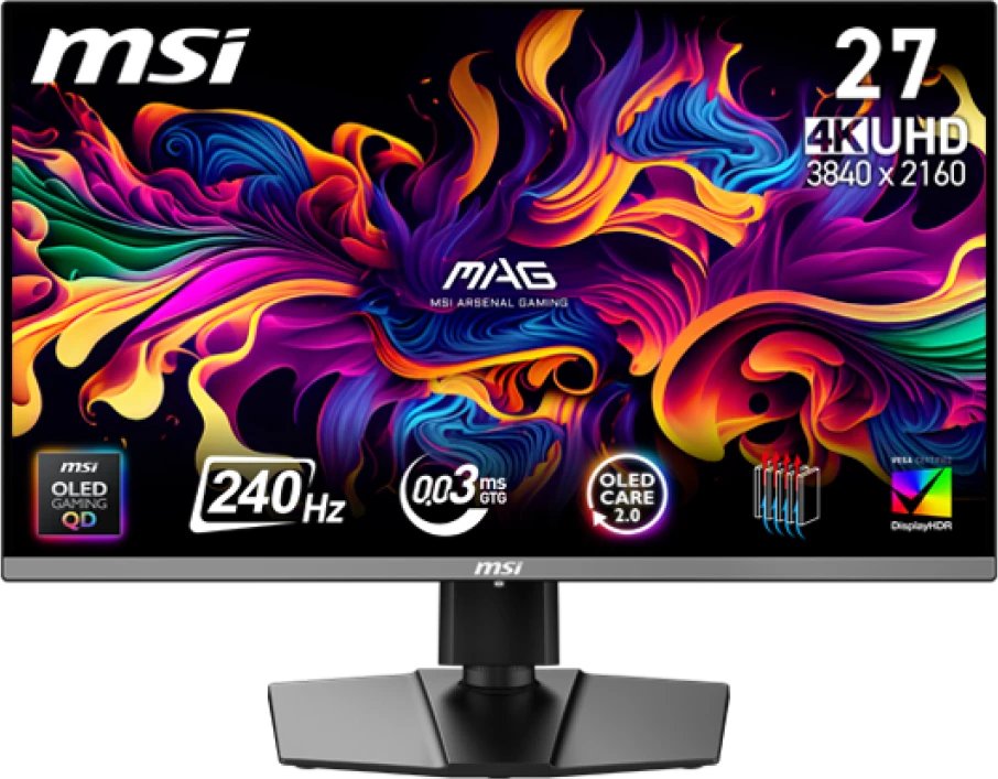 Монитор MSI MAG 272UP X24 (9S6-3CD79A-031) Black QD-OLED, 3840x2160, HDMI+HDMI+DP+Type C (15W), 0.03 ms, 178°/178°, 250 cd/m, 1500000:1, 240Hz, Pivot