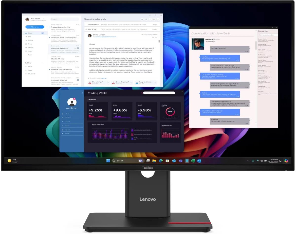 Монитор Lenovo T27UD-40 (64AFGAR2CB) 27" 16:9, IPS, UHD, 4ms, 350cd, 60Hz, HDMI, DP, USB, USB-C, HAS