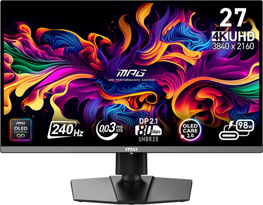 Монитор MSI MPG 272URX (9S6-3CD79A-068) черный QD OLED LED 0.03ms 16:9 HDMI M/M матовая HAS Piv 1500000:1 250cd 178гр/178гр 3840x2160 240Hz DP 4K USB