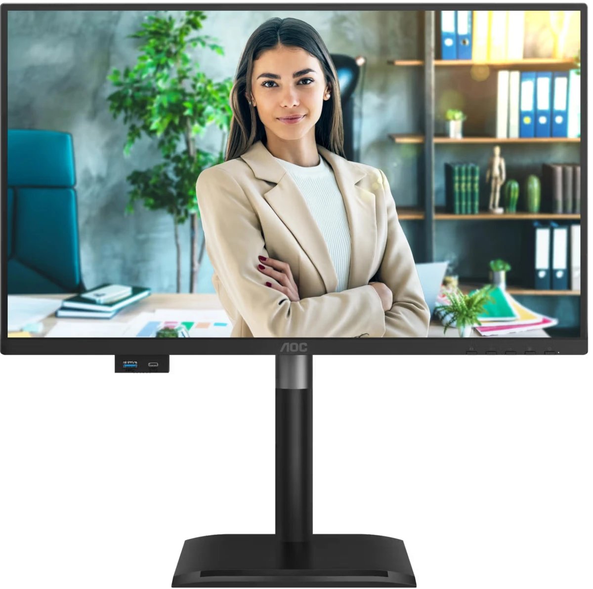 Монитор AOC 24P4U IPS 1920x1080 120Hz 4ms 300cd 1500:1 178/178 D-Sub HDMI DisplayPort USB 3xUSB3.2 USB-C(15W) Speakers Pivot, Internal VESA