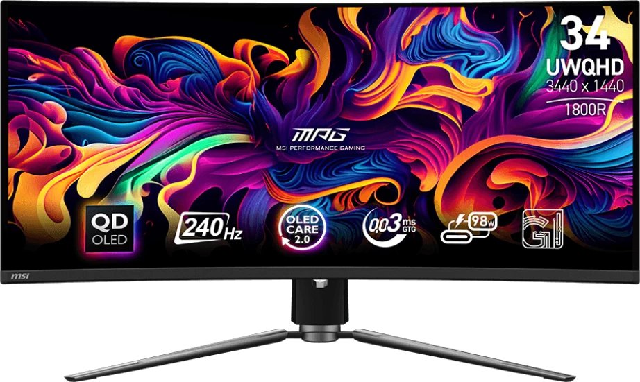 Монитор MSI MPG 341CQPX (9S6-3DD04T-036) Black QD-OLED, 3440x1440, HDMI+HDMI+DP+Type C (90W), USB Hub, 0.03 ms, 178°/178°, 250 cd/m, 1500000:1, 240Hz