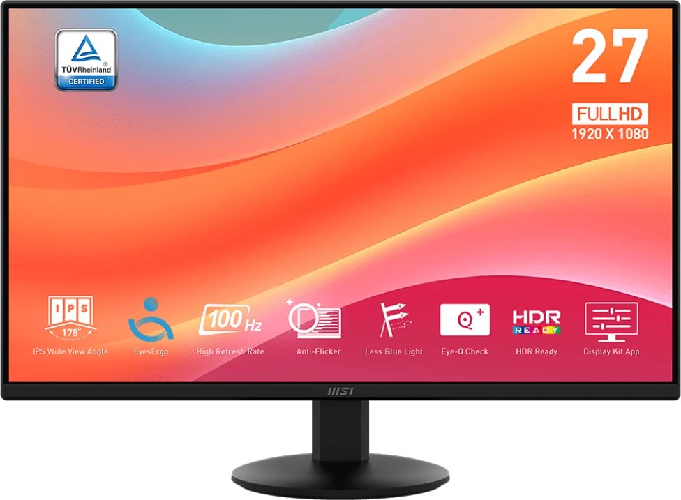 Монитор MSI Pro MP272L 27" FHD 1920x1080, 100Hz, 16:9, IPS, 4ms, 250cd, HDMI, DP (9S6-3PD6CT-008) черный