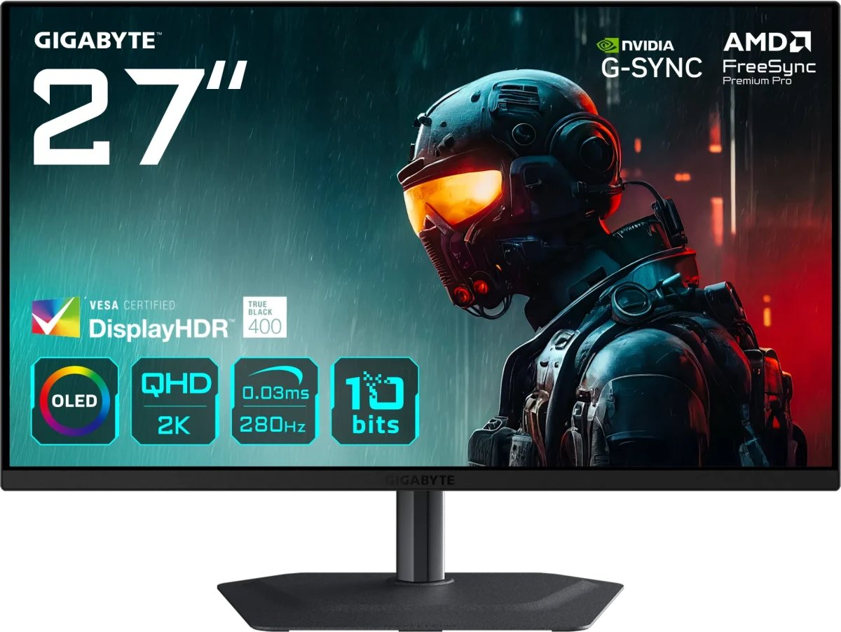 Монитор Gigabyte MO27Q2A EK (20VM0-MO27Q2ABT-1EKR) Black 26.5" QD-OLED, 2560x1440, 0,03 ms, 178°/178°, 3xUSB3.0, USB Type-C, 280Hz, 2xHDMI 2.1, DP