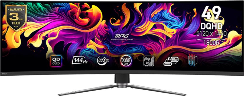 Монитор MSI MPG 491CQP QD-OLED (9S6-3FA84T-010) черный OLED LED 32:9 HDMI M/M матовая HAS Piv 1500000:1 1000cd 178гр/178гр 5120x1440 144Hz DP FHD USB