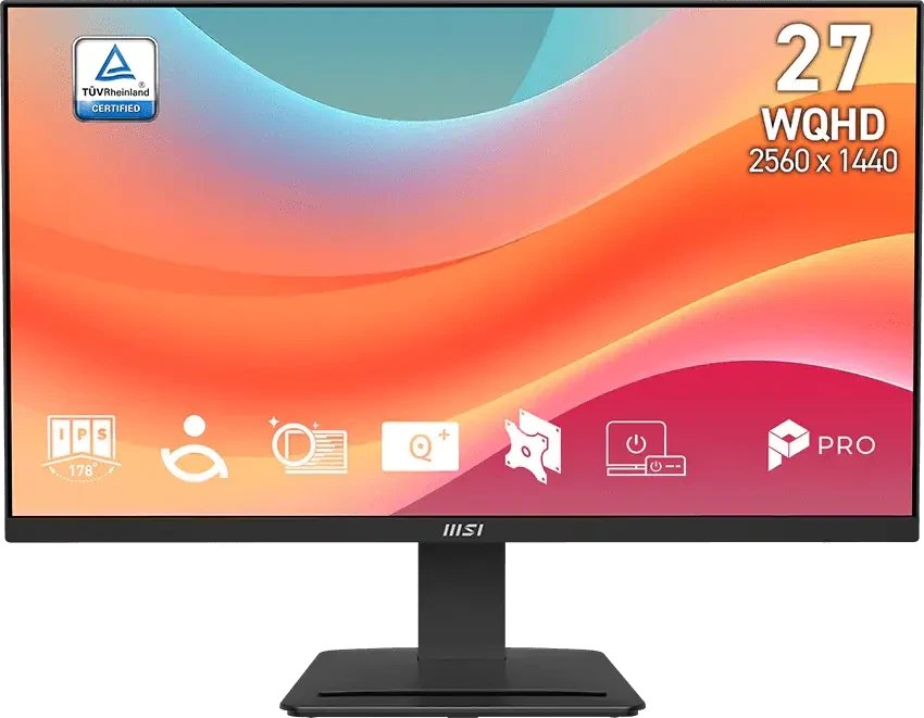 Монитор MSI Pro MP273Q (E7) 27" 2K  2560x1440 QHD, 75Hz, 16:9, IPS, 4ms, 250cd, HDMI, DP (9S6-3PB4CH-278) Black