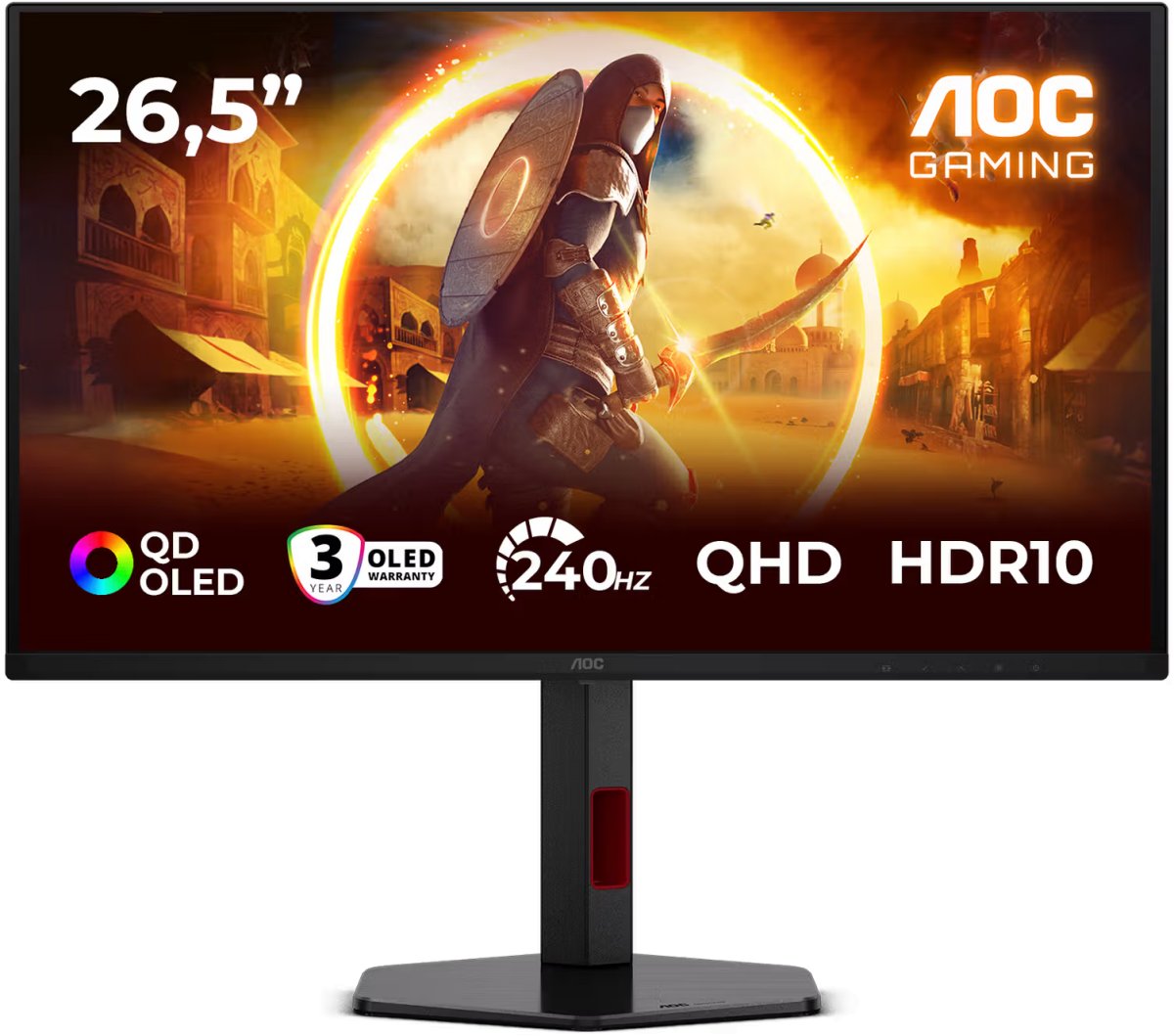 Монитор AOC Q27G4ZDR, 16:9, QD-OLED, QHD, 0,03ms, 400cd, 240Hz, HDMI, DP, USB, HAS