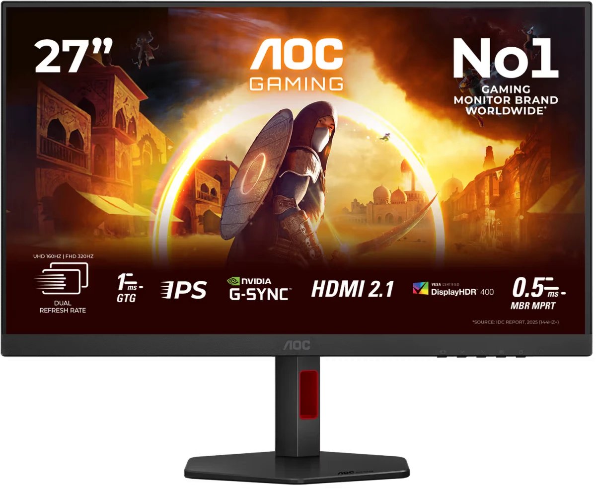 Монитор AOC U27G4R черный/красный IPS LED 16:9 HDMI матовая HAS Piv 400cd 178гр/178гр 3840x2160 160Hz G-Sync DP 4K USB 6.35кг