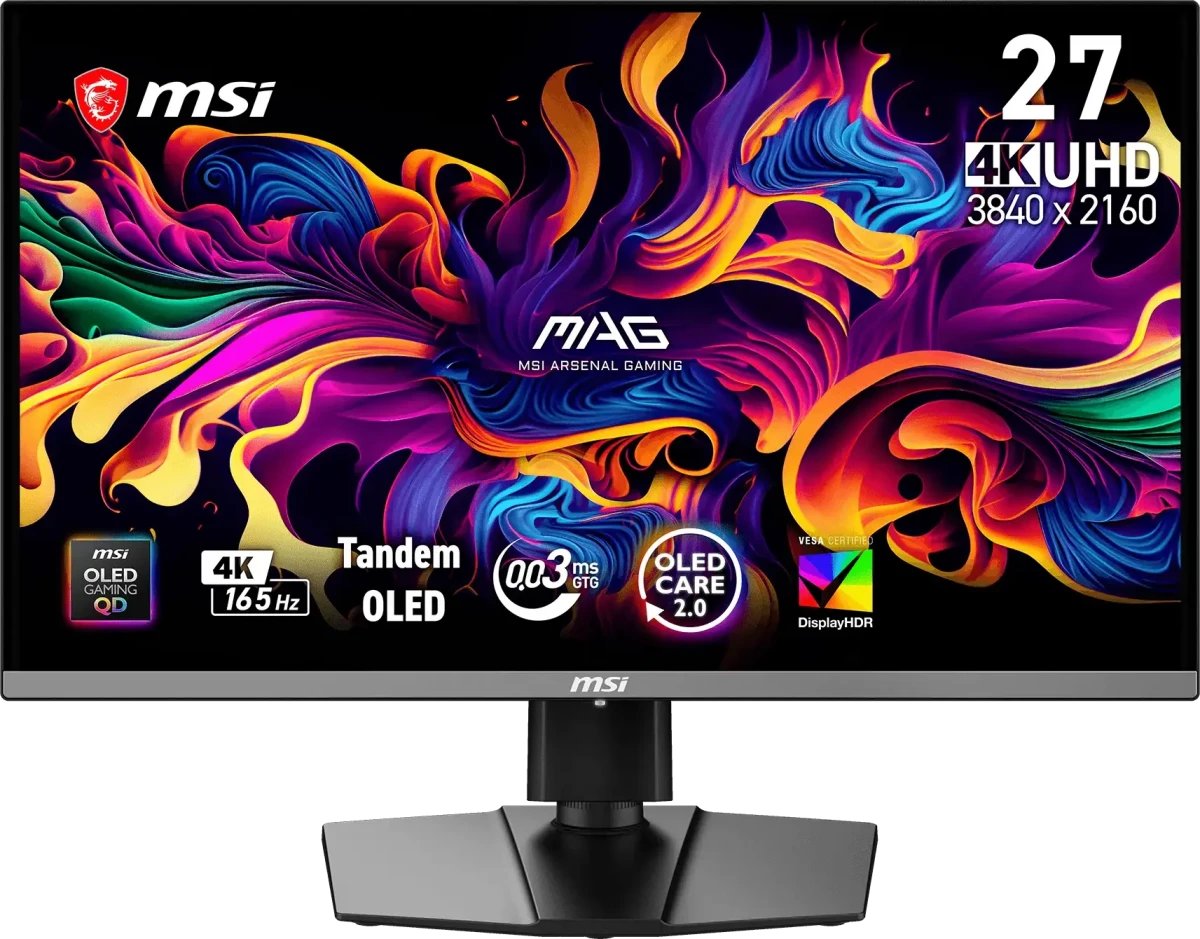 Монитор MSI Mag 272UP (9S6-3CD79A-096) QD-OLED E16 3840x2160, 165Hz, 0,03ms, 250сd/m, 1500000:1, HDR | 2xHDMI(2.1), DP(1.4a), Type-C(PD-15W) | HAS