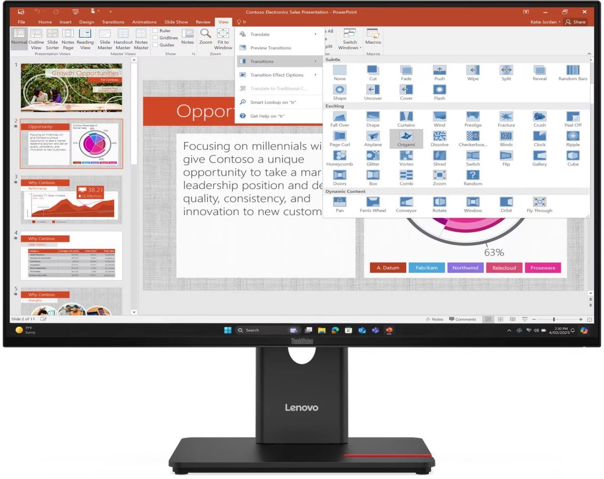 Монитор Lenovo T27-40 (64A5MAR6CB) 16:9, IPS, FHD, 4ms, 300cd, 120Hz, VGA, HDMI, DP, USB, USB-C, HAS
