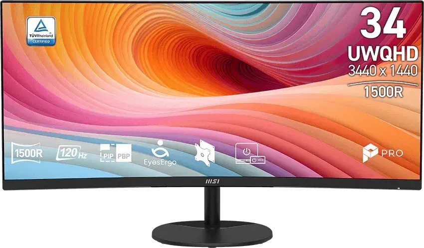 Монитор MSI Pro MP341CQ (E12)  34" Curved 1500R 3440x1440 UWQHD, 120Hz, 21:9, VA, 4ms, 300cd, HDMI, DP, SPK (9S6-3PB2CT-212)