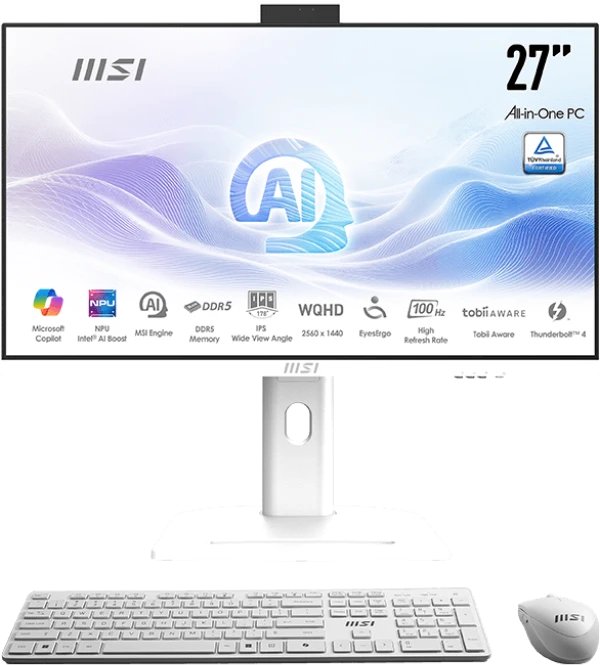 Моноблок MSI Modern AM273QP AI 1UM-094XRU (9S6-AF0112-293) White 27" WQHD Core Ultra 7 155H/32Gb/SSD1Tb Graphics/CR/noOS/kb