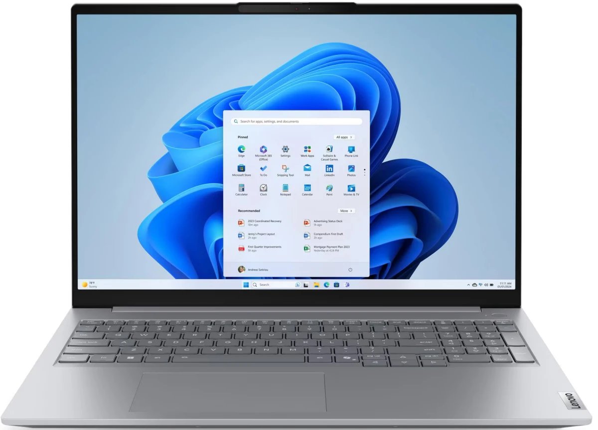 Ноутбук Lenovo Thinkbook 16 G9 IRL (21US006FGQ-Win11P) Core 7 240H 32Gb SSD1Tb Intel Graphics 16" IPS WUXGA (1920x1200) grey WiFi BT Cam