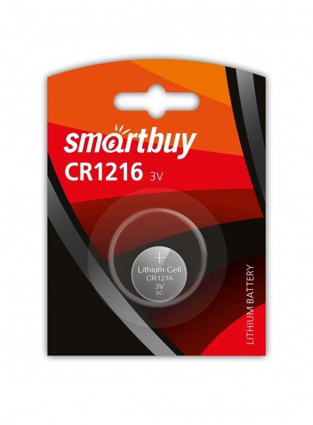 Батарейка Smartbuy CR1216, 1216, SBBL-1216-1B, литиевая (SBBL-1216-1B) блистер 1 шт