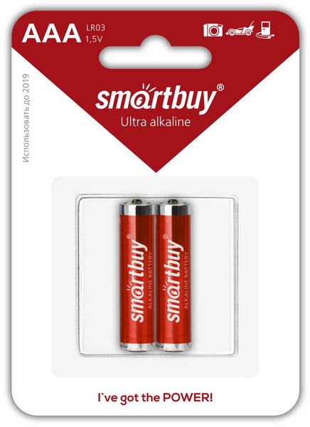Батарейка Smartbuy LR03, AAA, щелочная (SBBA-3A02B) блистер 2 шт