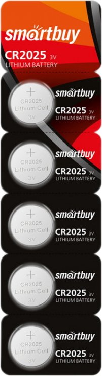 Батарейка Smartbuy CR2025, 2025, литиевая (SBBL-2025-5B) отрывная лента 5 шт