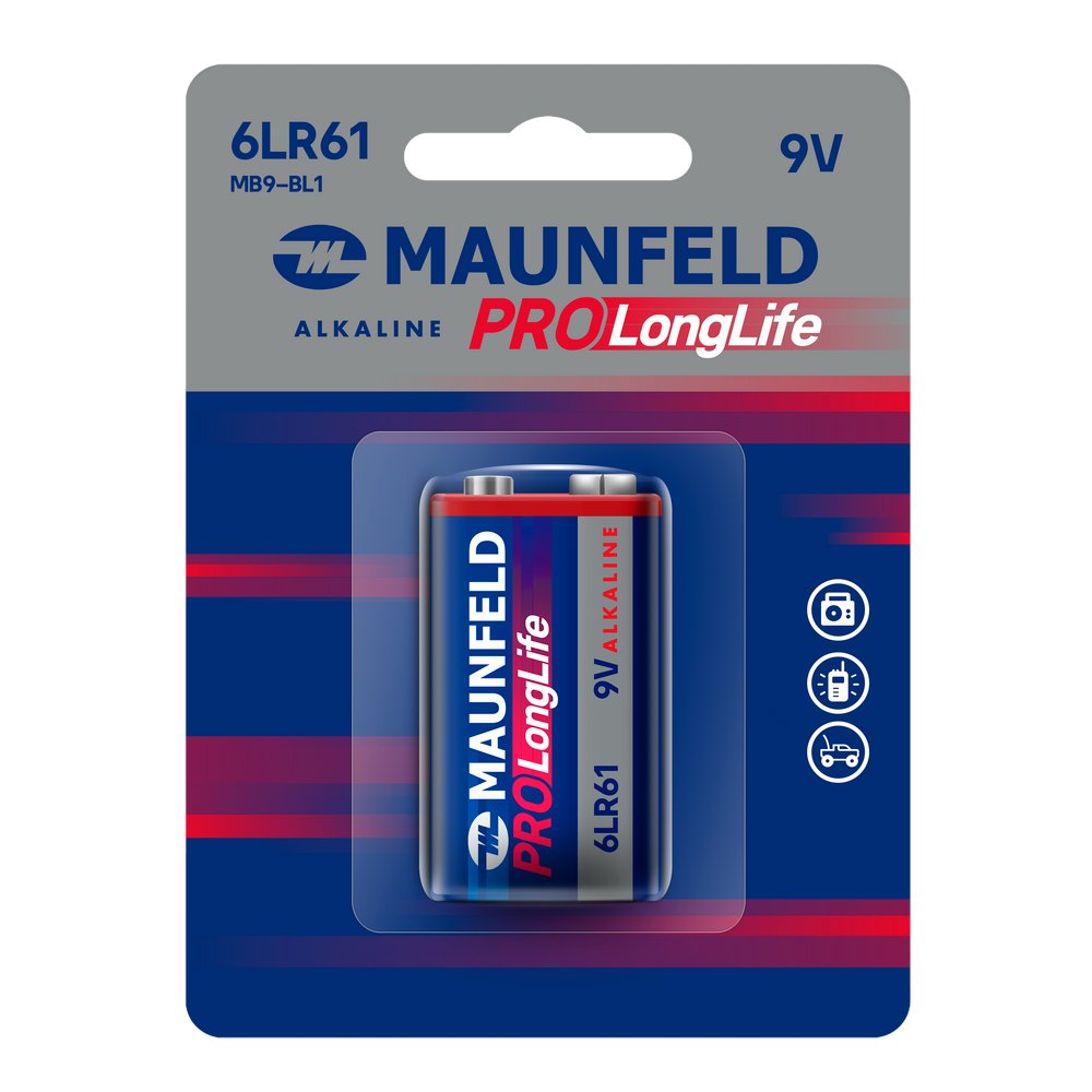Батарейки Maunfeld Pro Long Life Alkaline 9V(6LR61) MB9-BL1 блистер 1шт