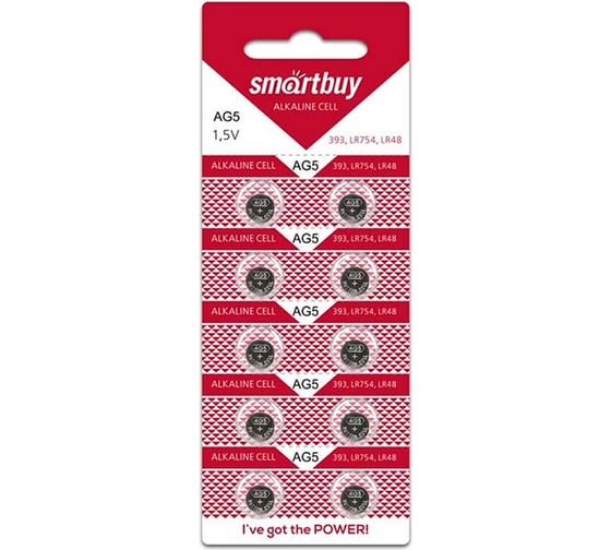 Батарейка SmartBuy G5-LR48-LR754-10BL (SBBB-AG5-10B) 1.5B, (10/2000)