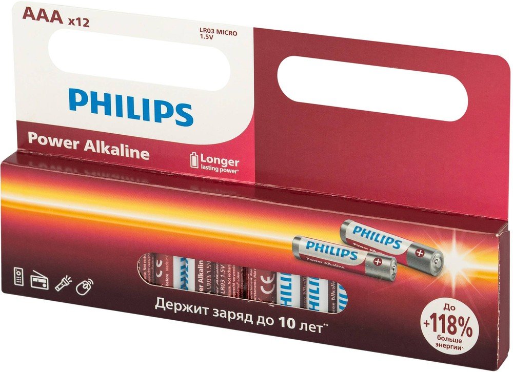 Батарейка AAA Philips LR03-12BL Power (Б0064681)