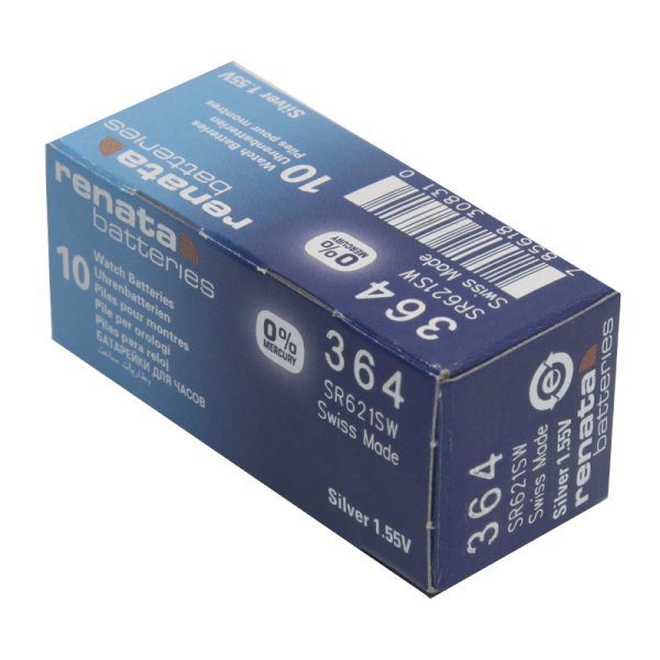 Батарейка Renata 364 (SR621SW) Silver Oxide 1.55V (10/100)