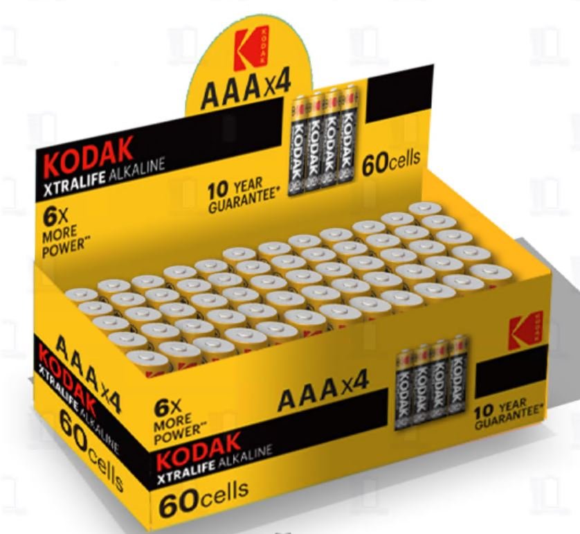 Батарейка Kodak XTRALIFE LR03 AAA Shrink 4 Alkaline 1.5V (4/60/600/36000)