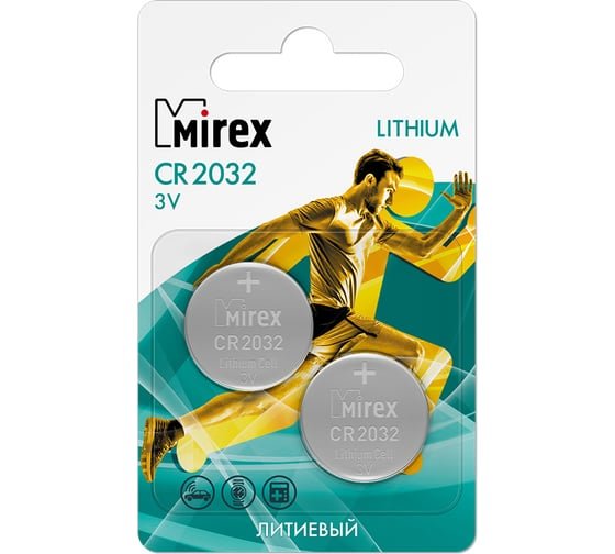 Батарейка Mirex CR2032-2BL Lithium (23702-CR2032-E2)