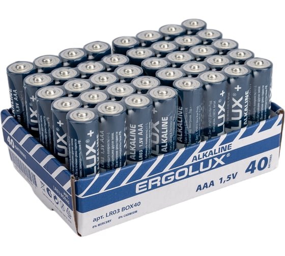 Батарейка AAA ERGOLUX LR03-40BOX Промо Alkaline (14672) 1.5B, (40/480)