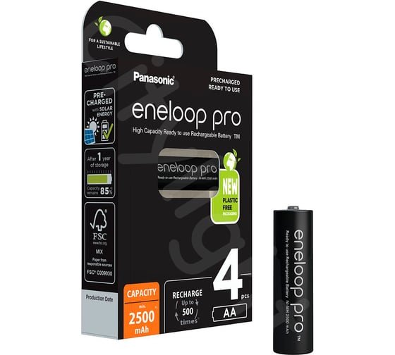 Аккумулятор PANASONIC R6 eneloop pro BK-3HCDE/4BE (2500mAh) (4 бл)