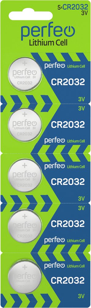 Батарейка Perfeo CR2032/5BL Lithium Cell, (Арт. PF CR2032/5BL)