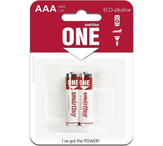Батарейка Smartbuy LR03, AAA, Eco, щелочная (SOBA-3A02B-Eco) блистер 2 шт