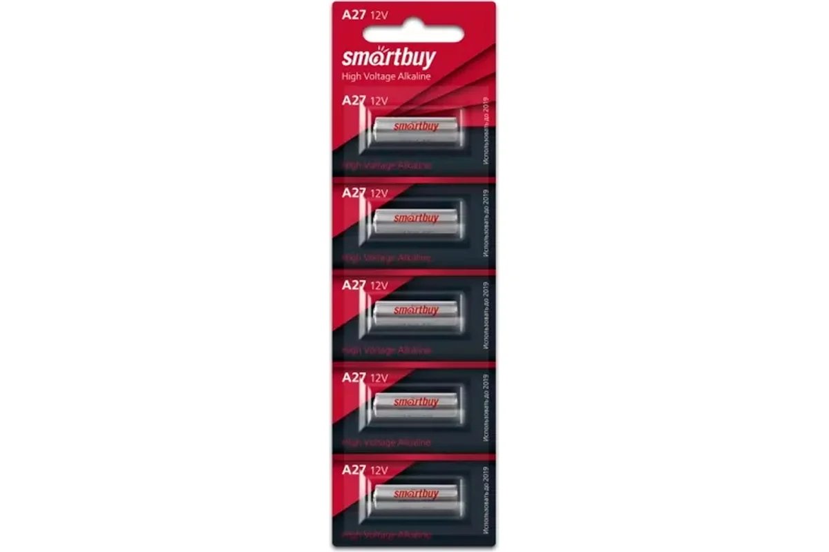 Батарейка Smartbuy A27/MN27, 27A, щелочная (SBBA-27A5B) отрывная лента 5 шт