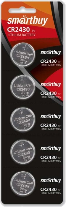 Батарейка Smartbuy CR2430, 2430, SBBL-2430, литиевая (SBBL-2430-5B) блистер 5 шт