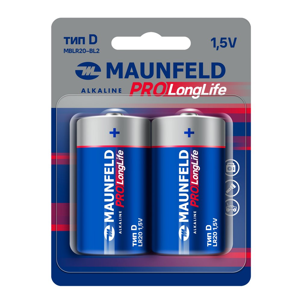 Батарейки Maunfeld Pro Long Life Alkaline D(LR20) MBLR20-BL2 блистер 2шт