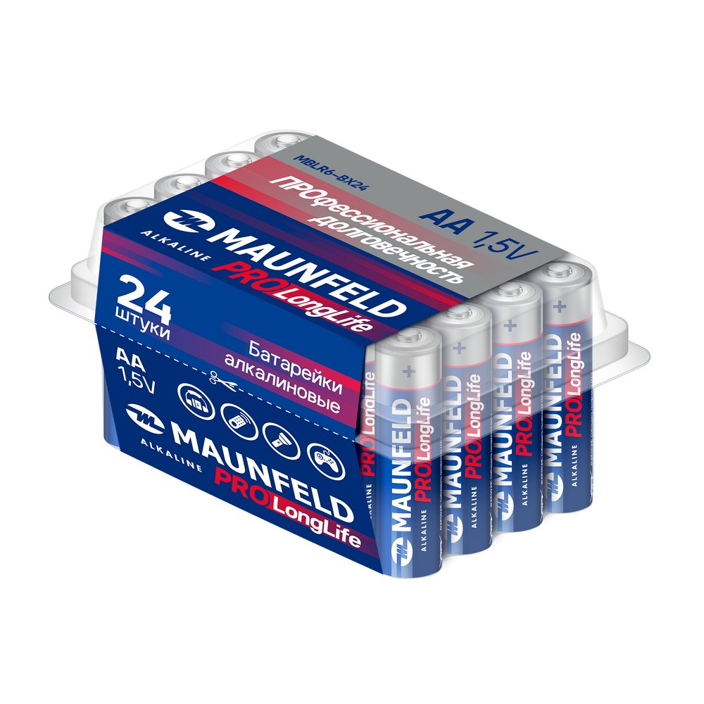 Батарейки Maunfeld Pro Long Life Alkaline AA(LR6) MBLR6-BX24 бокс 24шт